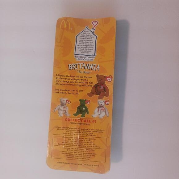 Unopened 1999 label errors Britannia the Bear Ty Teenie Beanie Babies McDonalds - Picture 2 of 5